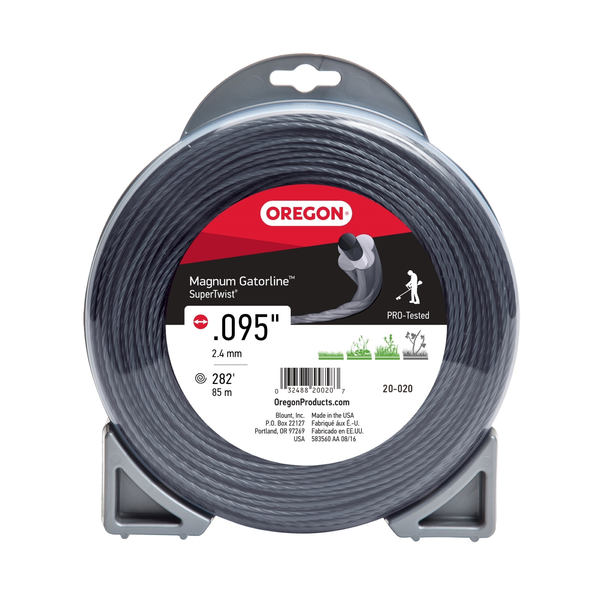 Oregon, SuperTwist Magnum Gatorline Trimmer Line, Line Diameter 0.095 in, Line Length 280 ft, Model# 20-020